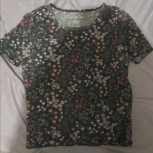 American Eagle Outfitters Floral Print Top - Black and Multicolor